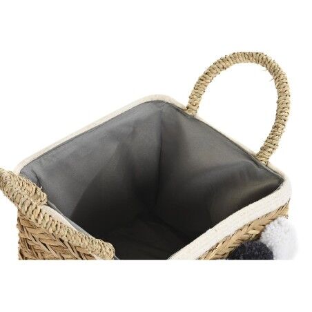 Set di Cestini DKD Home Decor Fibra naturale Pompon 33 x 33 x 25 cm