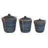 Set di Cestini DKD Home Decor Azzurro Nero (3 Pezzi)