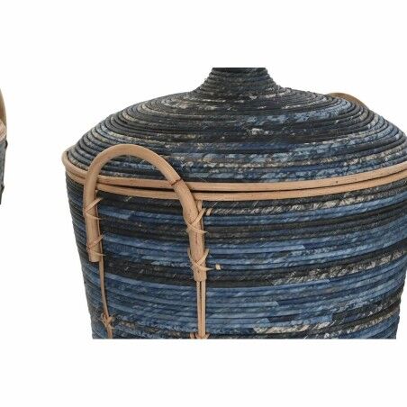 Set di Cestini DKD Home Decor Azzurro Nero (3 Pezzi)