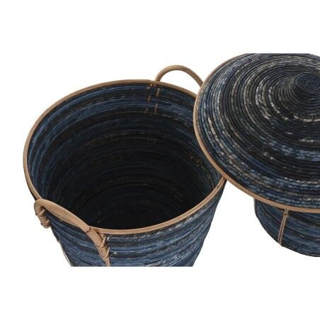 Set di Cestini DKD Home Decor Azzurro Nero (3 Pezzi)