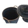 Set di Cestini DKD Home Decor Azzurro Nero (3 Pezzi)