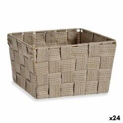 Cestino Multiuso Kipit A3-6878 Marrone Stoffa 15 x 11 x 20 cm Intrecciato (24 Unità)