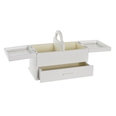 Scatola-Portagioie DKD Home Decor Cristallo Bianco Avorio Legno MDF 30 x 17 x 24 cm