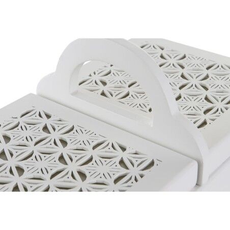 Scatola-Portagioie DKD Home Decor Cristallo Bianco Avorio Legno MDF 30 x 17 x 24 cm