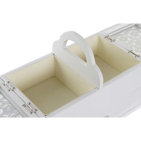 Scatola-Portagioie DKD Home Decor Cristallo Bianco Avorio Legno MDF 30 x 17 x 24 cm