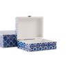Scatola-Portagioie DKD Home Decor Azzurro Blu Marino Legno 24 x 20 x 8 cm (2 Unità)