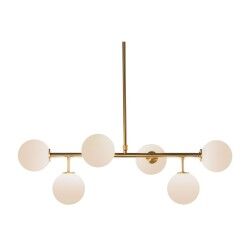 Lampadario DKD Home Decor 83 x 36 x 36 cm Cristallo Dorato Metallo Bianco