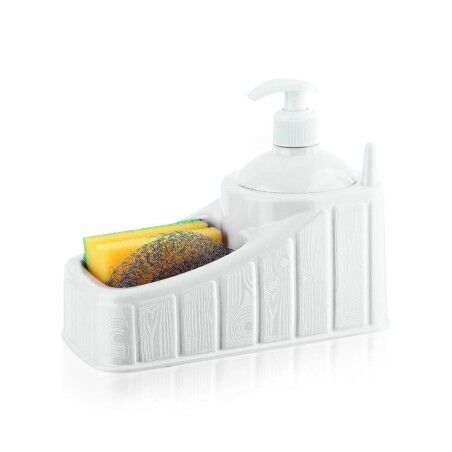 Dispenser di Sapone 2 in 1 per Lavandino Privilege Plastica 20 x 17 x 10 cm Bianco (24 Unità)