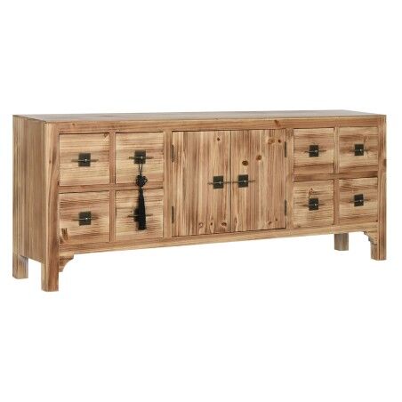 Mobile TV Home ESPRIT Nero Naturale Abete Legno MDF 130 x 24 x 51 cm
