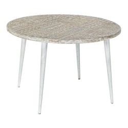Tavolo aggiuntivo DKD Home Decor 8424001820115 75 x 75 x 50 cm Dorato Metallo Bianco Legno di mango (75 x 75 x 50 cm)