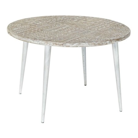 Tavolo aggiuntivo DKD Home Decor 8424001820115 75 x 75 x 50 cm Dorato Metallo Bianco Legno di mango (75 x 75 x 50 cm)