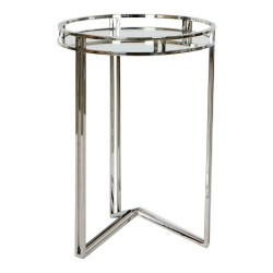 Tavolo aggiuntivo DKD Home Decor Vetro Acciaio Argentato (42 x 42 x 61 cm)