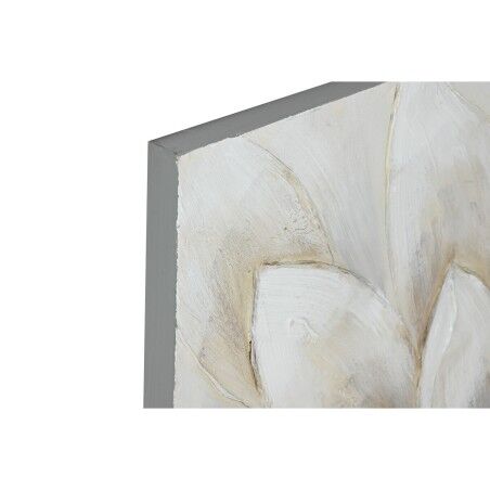 Quadro Home ESPRIT Bianco Tela Legno MDF Fiore Romantico 80 x 3 x 80 cm (2 Unità)