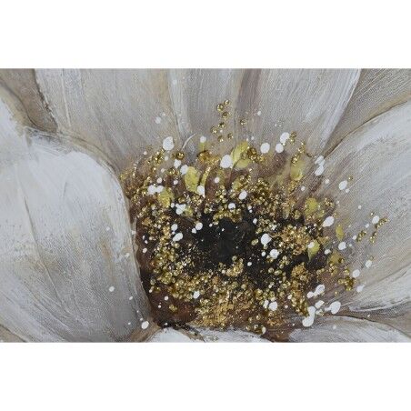 Quadro Home ESPRIT Bianco Tela Legno MDF Fiore Romantico 80 x 3 x 80 cm (2 Unità)