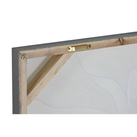 Quadro Home ESPRIT Bianco Tela Legno MDF Fiore Romantico 80 x 3 x 80 cm (2 Unità)