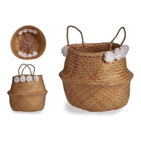 Cesto Gift Decor SG0100117301ME Bianco Marrone Naturale Juncus 8 L Pompon
