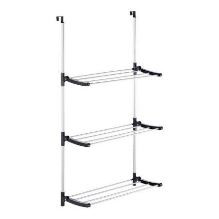 Stendibiancheria Pieghevole Kipit 17018 Nero Argentato Metallo Plastica Riattaccare