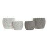 Set di vasi da fiori DKD Home Decor Bianco Grigio Cemento Fogli Montagna 18 x 18 x 15 cm Quadrato (2 Unità) (2 Pezzi)
