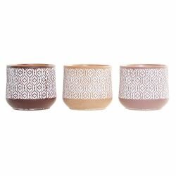 Vaso DKD Home Decor Marrone Terracotta Corallo (14 x 14 x 12.4 cm) (3 pcs)