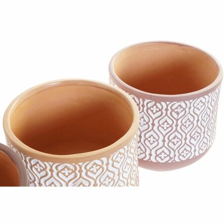 Vaso DKD Home Decor Marrone Terracotta Corallo (14 x 14 x 12.4 cm) (3 pcs)