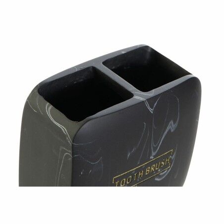 Portaspazzolini da Denti DKD Home Decor Nero Marmo (10,5 x 6,5 x 10 cm)