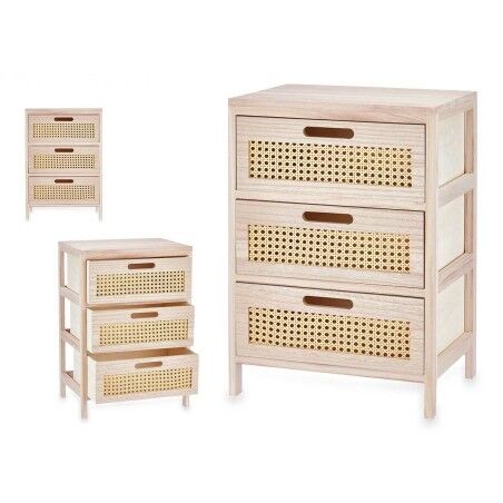 Cassettiera Rattan Naturale 40 x 58 x 29 cm 3 cassetti