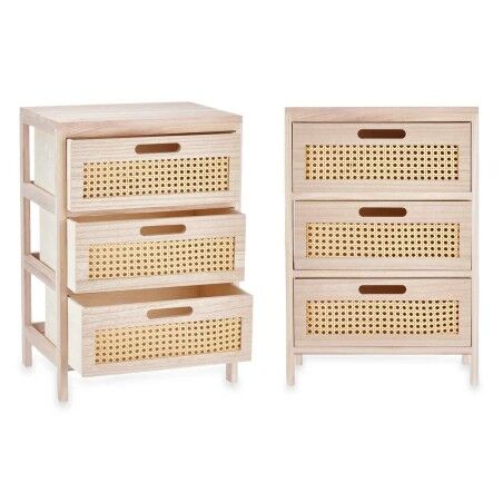 Cassettiera Rattan Naturale 40 x 58 x 29 cm 3 cassetti
