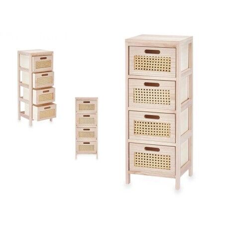 Cassettiera Rattan Naturale 27 x 73 x 25 cm 4 casseti