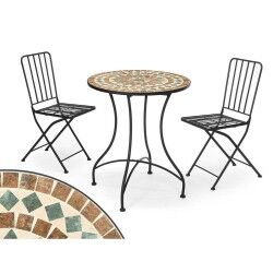 Tavolo con 2 sedie Ibergarden Mosaico-Forja Marrone Nero