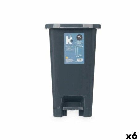 Cestino a pedale ABK-142 Antracite Plastica 25 L (6 Unità)
