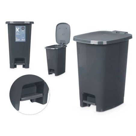 Cestino a pedale ABK-142 Antracite Plastica 25 L (6 Unità)