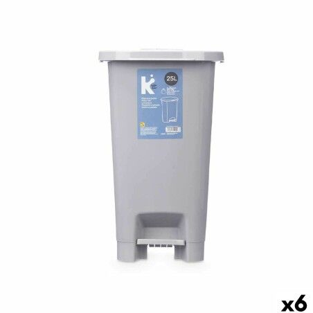 Cestino a pedale ABK-142 1 Grigio Plastica 25 L (6 Unità)
