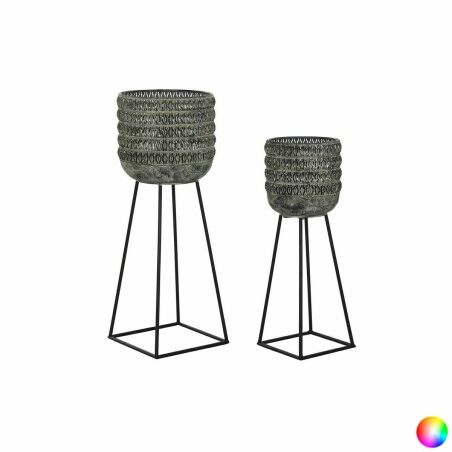 Set di vasi da fiori DKD Home Decor Consumato 32 x 32 x 84 cm Metallo (2 Unità)