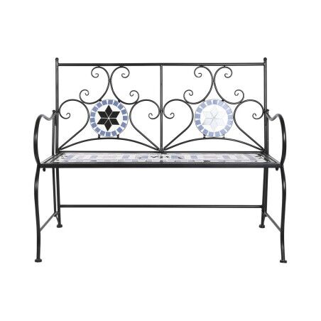Panca DKD Home Decor Ceramica Mosaico Nero Metallo Multicolore (111 x 54 x 88 cm)