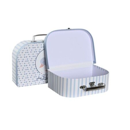 Set di Scatole Decorative DKD Home Decor 28 x 9,5 x 20 cm Azzurro Metallo Multicolore Cartone