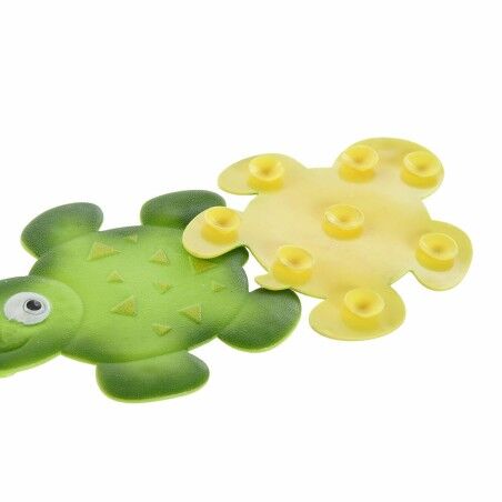 Tappeto da bagno DKD Home Decor 11,5 x 1 x 10 cm Verde Giallo Per bambini Tartaruga PVC 10 cm (2 Unità)