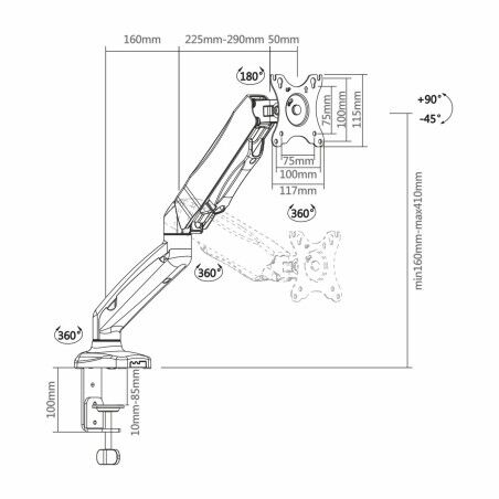 Supporto da Tavolo per Schermo Aisens DT27TSR-043 32"