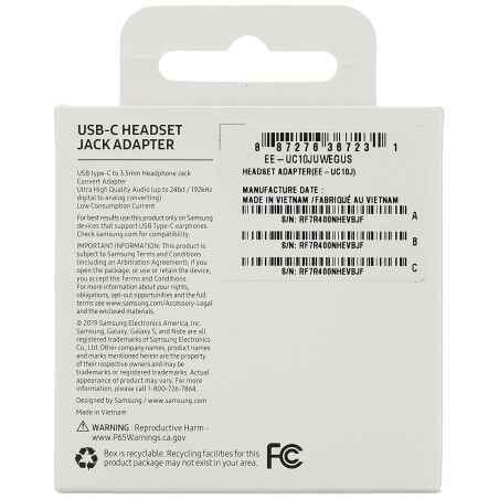 Adattatore USB C con Jack 3.5 mm Samsung EE-UC10JUWE