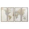 Set di 4 quadri DKD Home Decor Mappamondo Vintage Loft 200 x 3,5 x 120 cm