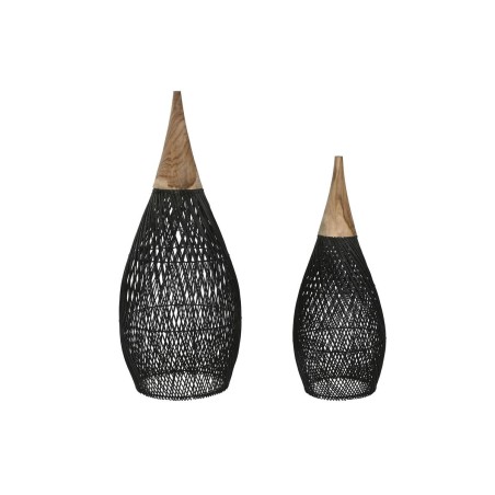 Paralume Home ESPRIT Nero Bambù teak 35 x 35 x 85 cm (2 Unità)
