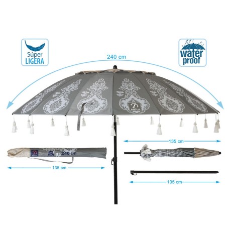 Ombrellone Grigio Ø 240 cm SPF50+ Boho