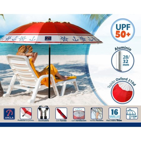 Ombrellone Rosso Ø 240 cm SPF50+ Ancora