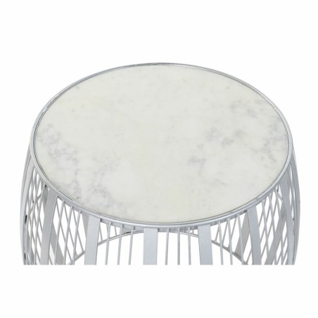 Tavolo aggiuntivo DKD Home Decor Bianco Marmo Ferro Argentato (46 x 46 x 41 cm)