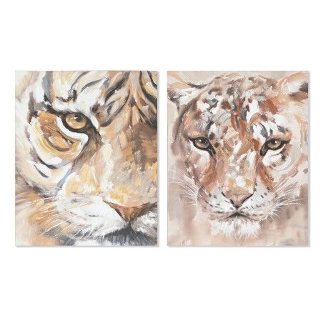 Quadro Home ESPRIT Coloniale Tigre 80 x 3,7 x 100 cm (2 Unità)