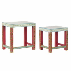 Tavolo aggiuntivo DKD Home Decor 8424001853243 Naturale Multicolore Acrilico Legno di mango 45 x 30 x 45 cm