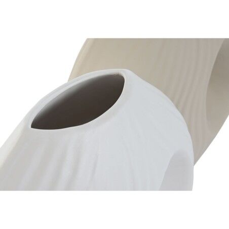 Vaso Home ESPRIT Bianco Beige Gres 33 x 15 x 34 cm (2 Unità)