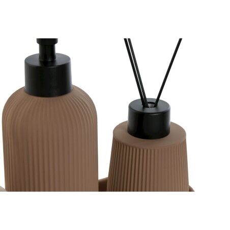 Set da Bagno Home ESPRIT Crema Terracotta ABS Dolomite 17 x 9 x 2 cm 3 Pezzi (2 Unità)