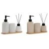 Set da Bagno Home ESPRIT Bianco Crema Bambù Dolomite 24 x 9 x 1 cm 4 Pezzi (2 Unità)