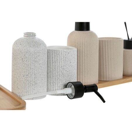 Set da Bagno Home ESPRIT Bianco Crema Bambù Dolomite 24 x 9 x 1 cm 4 Pezzi (2 Unità)