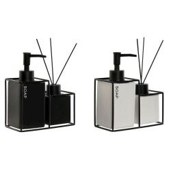 Set da Bagno Home ESPRIT Bianco Nero Metallo Dolomite 14,5 x 8 x 17 cm 2 Pezzi (2 Unità)